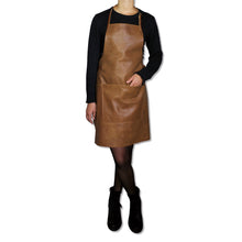 Indlæs billede til gallerivisning Læderforklæde BBQ Style Apron Vintage Camel Camel L: 78,5 B 64,5