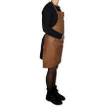 Indlæs billede til gallerivisning Læderforklæde BBQ Style Apron Vintage Camel Camel L: 78,5 B 64,5