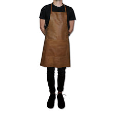 Indlæs billede til gallerivisning Læderforklæde BBQ Style Apron Vintage Camel Camel L: 78,5 B 64,5