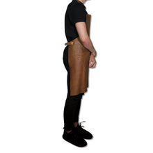 Indlæs billede til gallerivisning Læderforklæde BBQ Style Apron Vintage Camel Camel L: 78,5 B 64,5