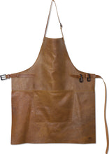 Indlæs billede til gallerivisning Læderforklæde BBQ Style Apron Vintage Camel Camel L: 78,5 B 64,5